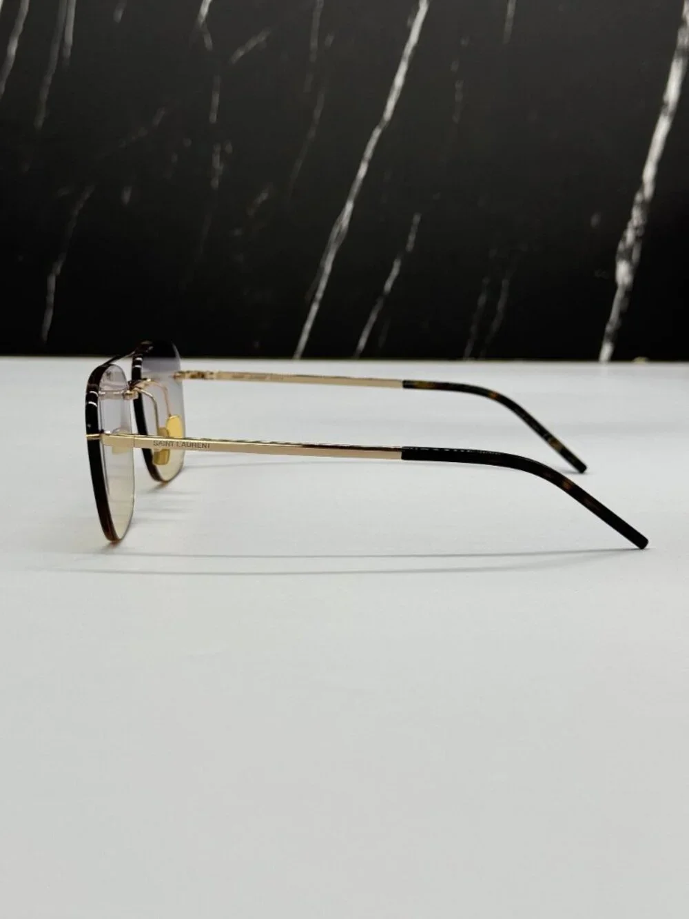 NEW SAINT LAURENT SL309 RIMLESS 004 SUNGLASSES UNISEX GOLD/PURPLE GRADIENT